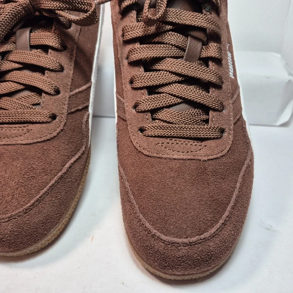 PUMA Women's Bella Donna SD Brown/White Suede Low Top Lace Sneaker 8.5